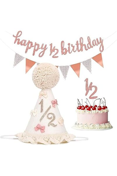 KASTWAVE Half Birthday Decorations for Girls, 4 Pcs 1/2 Birthday Party Suppli...