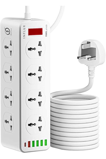 Influx Press INFLUX Extension Cord with Surge Protector – 8 Outlet Universal ...