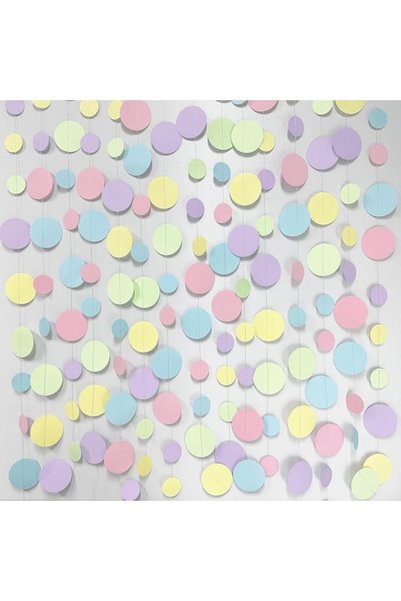 KASTWAVE Pastel Colored Circle Dot Garland Hanging Decor, Blue Purple Pink Ye...