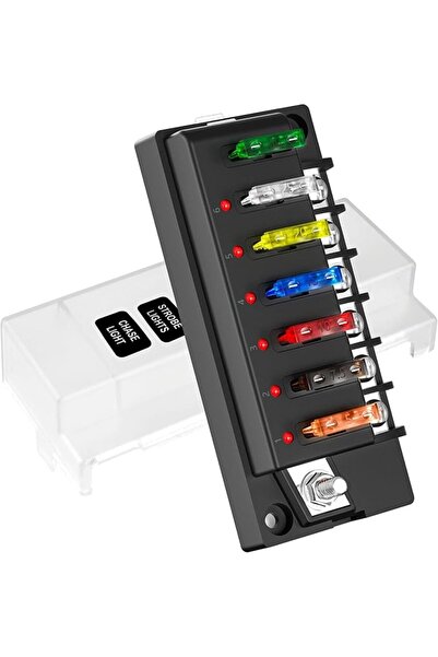 KASTWAVE لوحة فيوزات بحرية 12 فولت بـ 6 دوائر مع مؤشر LED، غطاء مقاوم للماء و...