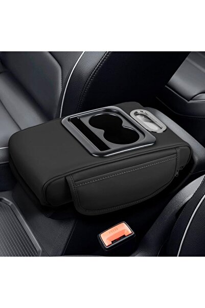 TERRIFI Car Armrest Cover with Cup Holder,13.39"×8.27"×3.15" Leather Car Armr...