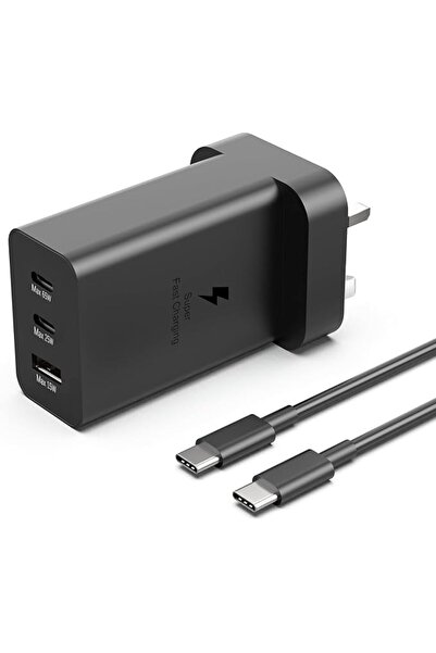 GENERAL شاحن USB-C فائق السرعة بقوة 65 واط وثلاثة منافذ متوافق مع سامسونج S26...