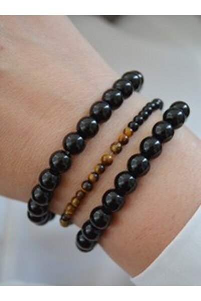 Stoneage Opal and Onyx Stone Bracelet Set - Multi-Colored