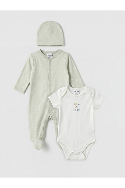 LC Waikiki Two Mt Shop Quality Lcw Baby Green Patterned Baby Boy 3-Piece Set