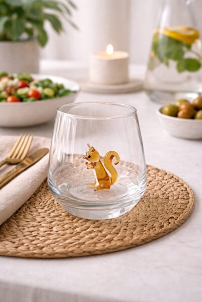 ADAMODART Glass Cup with Squirrel Figure