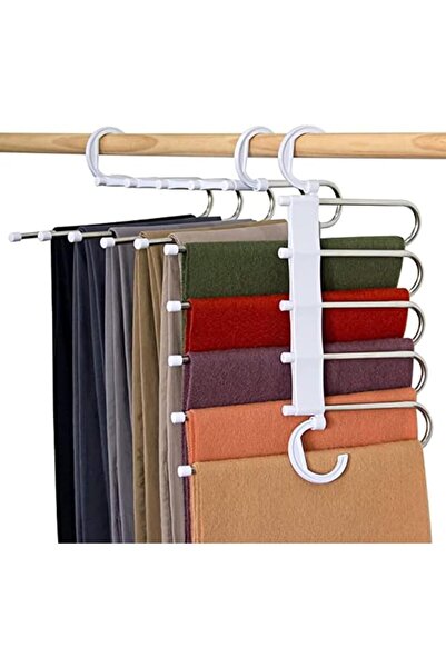 TEX-RO (Pack of 4) 5 in 1 Stainless Steel Foldable Hangers for Clothes Hangin...