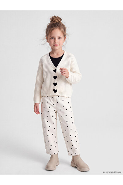 LC Waikiki Two Mt Shop Quality Lcw Kids Ecru Gabardine Polka Dot Loose & Wide...