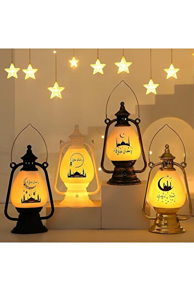 GENERAL فوانيس رمضان الزخرفية، مصابيح LED معلقة بتصميم عتيق، طقم من 4 قطع بال...