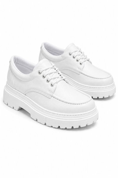 Lucy Shoes Yg-13 Men's Casual Lace-Up High Sole Skin Classic Shoes Cbt - White