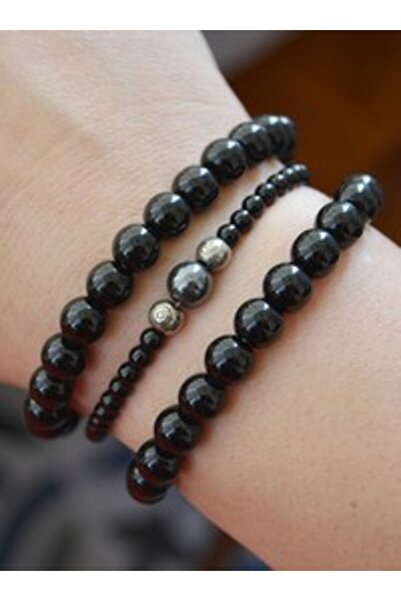 Stoneage Hematite and Onyx Stone Bracelet Set - Multi-Colored