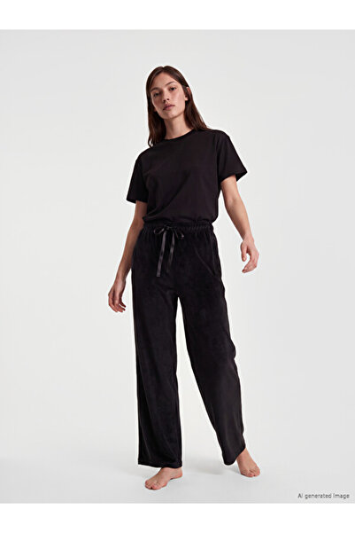 LC Waikiki Rmz Gi̇yi̇m Farkiyla Women's Velvet Pajama Bottom with Waist Cord