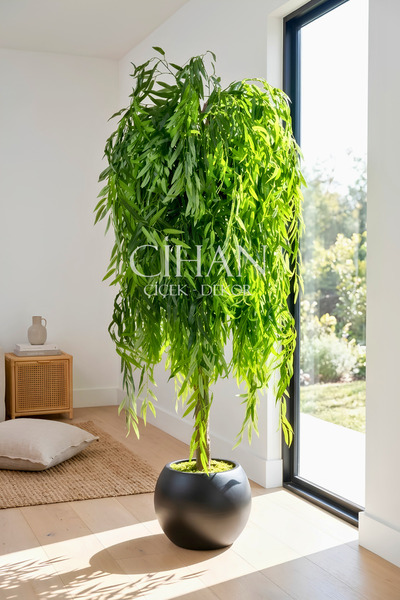 Cihan Çiçekçilik Premium 170 cm Yapay Salkım Söğüt Ağacı - 30x30 Küre Saksılı