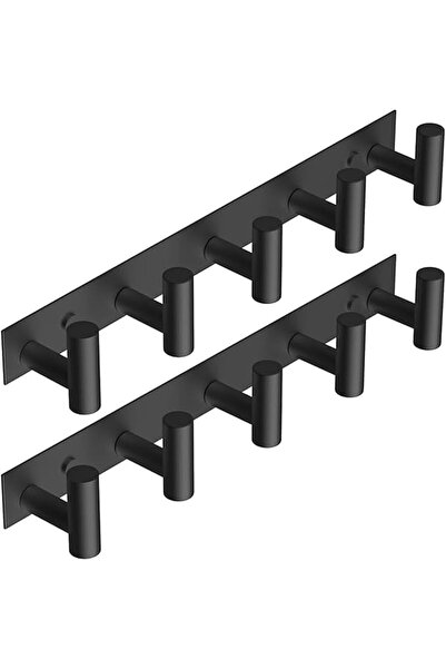 Paporich 2 Pack 5 Hooks Clothes Hanger, Hat and Coat Wall Mount Rack, Self Ad...
