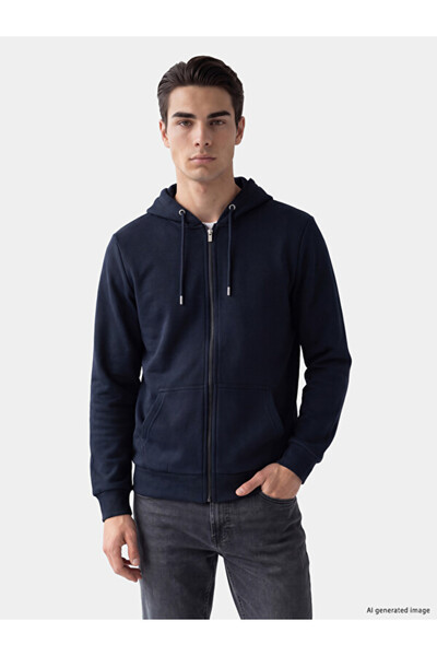 LC Waikiki Rmz Gi̇yi̇m Farkiyla Hooded Men's Zipper Sweatshirt