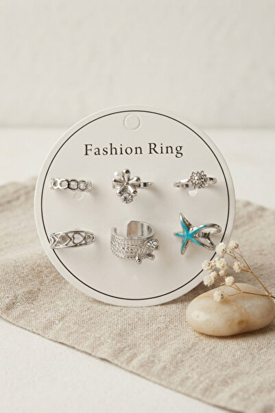 Skygo Silver Color Brass 6-Piece Ring Set Byk4304 Tj-Byk4304