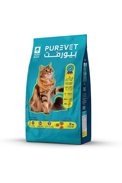 Purevet طعام جاف للقطط البالغة بنكهة (دجاج وبطاطس) 3 كجم