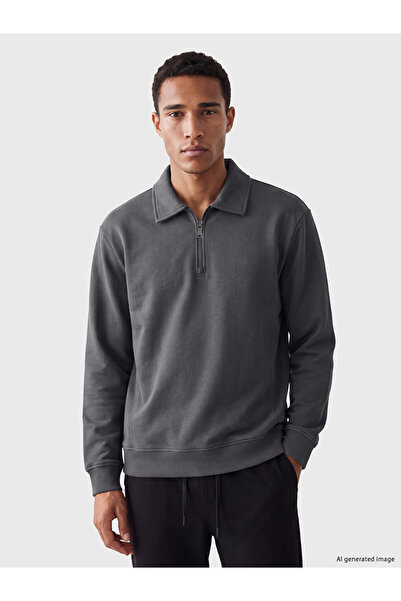 LC Waikiki Rmz Gi̇yi̇m Farkiyla Devrik Roba Collar Men's Sweatshirt
