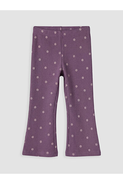 LC Waikiki Nevavm Purple Polka Dot Tight & Slim Elastic Waist Girls' Leggings