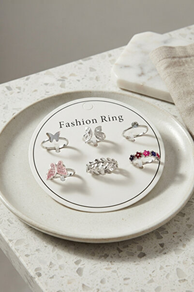 Skygo Silver Color Brass Detailed 6-Piece Ring Set Byk4312 Tj-Byk4312