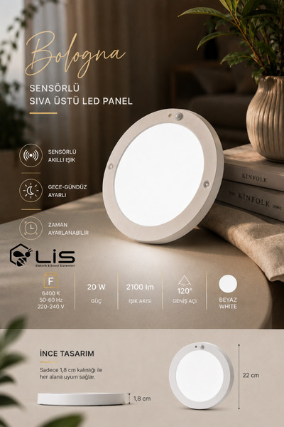 Cata CT-9247 Sıva Üstü Led Sensörlü Tavan Armatürü Beyaz Işık