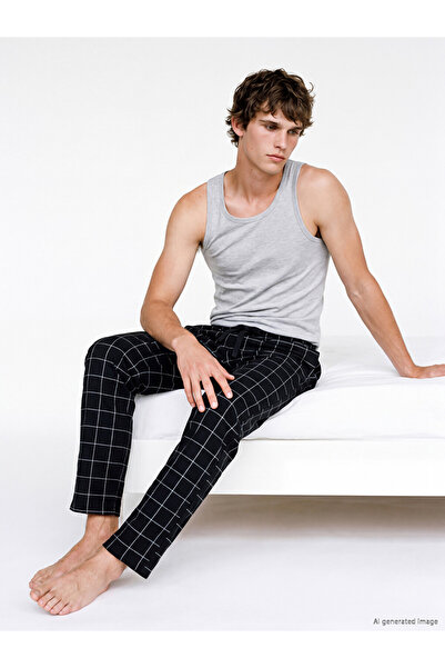 LC Waikiki I Standart Fit Checkered Embroidered Men's Pajama Bottoms from Fre...