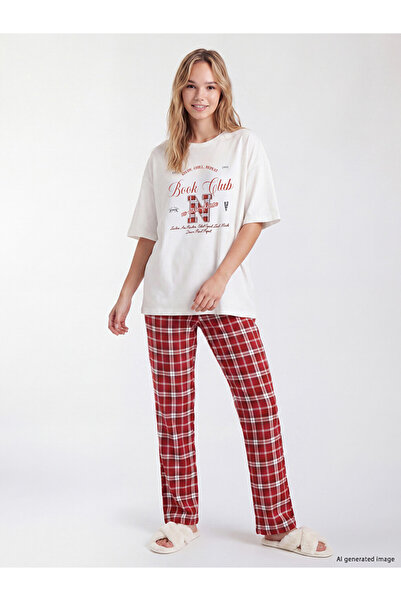 LC Waikiki Crew Neck Printed Women's Pajama Set