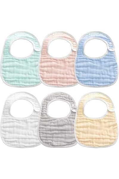 ZONEY 6Pcs Muslin Baby Drooling Bibs, Cotton Bandana Drool Bibs for Girls, Ad...