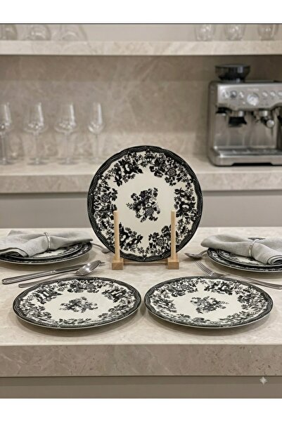 OLİAHOME Olia Home 6 Kişilik 6 Parça 26 cm Servis Tabağı Seti – Zarif Çiçek D...
