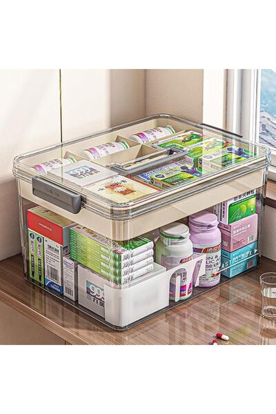 TNTAIAHL Clear First Aid Box Organizer with Compartments,Plastic First Aid Bo...