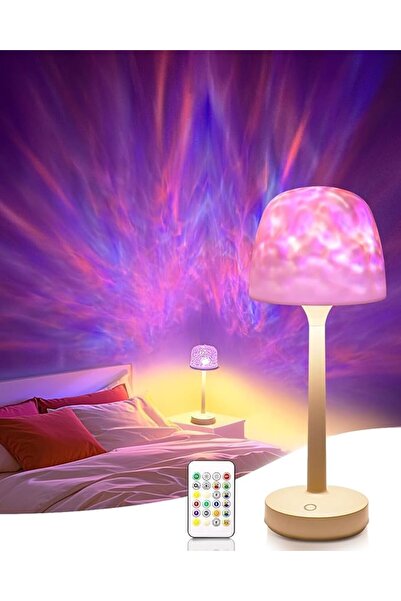 NALACAL مصباح طاولة بتأثير أمواج المحيط RGB، إضاءة ليلية لاسلكية قابلة لإعادة...