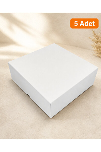 Beyaz Kapaklı Hediye Kutusu Mat Selefon Yüzey 22,5 x 21 x 8 cm (5 Adet)