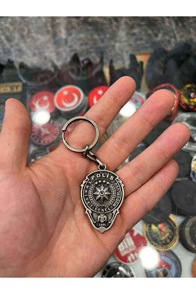 Silyon Askeri Giyim Polis Çift Taraflı Anahtarlık Siyah
