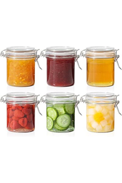 NALACAL Set of 6 Mini Airtight Glass Jars – 280ml, Clear Storage Containers w...