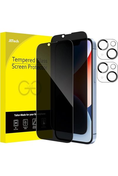 JETech واقي شاشة للخصوصية لهاتف آيفون 14، عبوة من قطعتين + 2