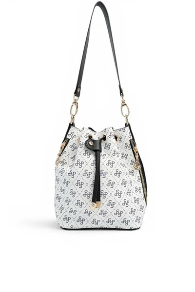Silver Polo White - Black Monogram Women's Shoulder Bag Sp1137