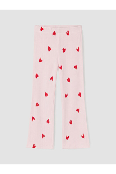 LC Waikiki Rmz Gi̇yi̇m Farkiyla Heart Embroidered Girls' Spanish Flare Pajama...