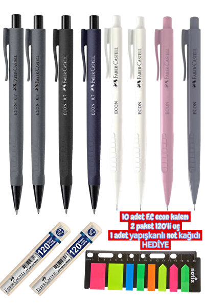 Faber Castell 8 adet econ kalem 2 paket 120'li uç 1 adet yapışkanlı not kağıd...