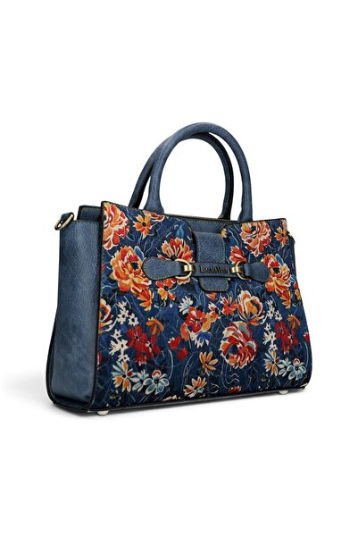 LAURA VITA AYNA 03 Blue Women's Bag – Floral Print, Shoulder/Crossbody, 30×20...