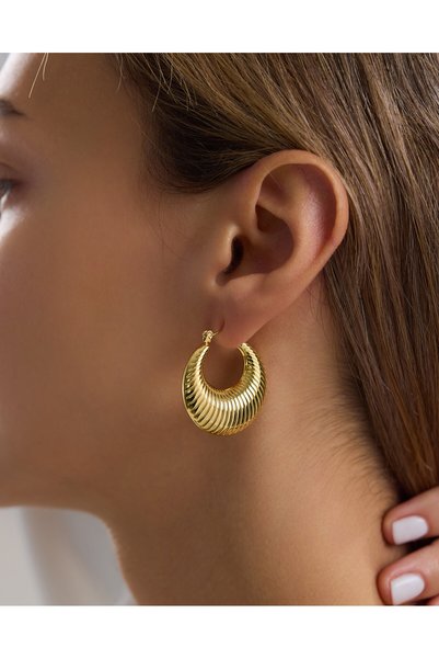 Silver Steel Hoop Spiral Earrings