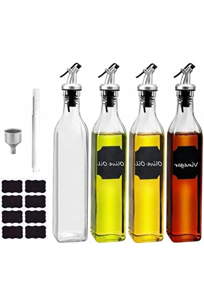 HOOKOR Glass Olive Oil Bottle Dispenser,4Pack 17 OZ Oil and Vinegar Cruet,Coo...