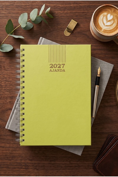 EKM مفكرة يومية حلزونية متوسطة الحجم 2027 مسطرة 17x24