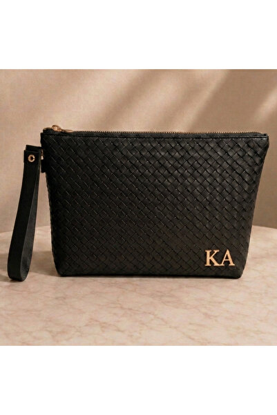 Siyah Kişiye Özel kadın Portföy & Clutch Çanta, El çantası