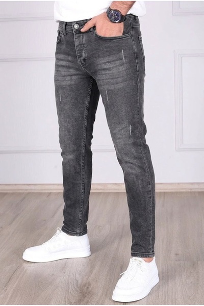 ElitWear Erkek Likralı Slim Fit Lazerli Kot Pantolon
