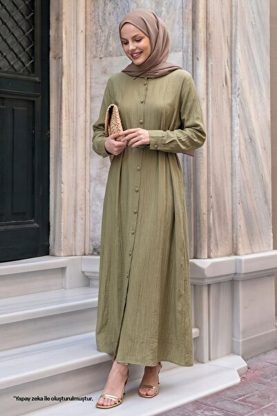 InStyle Green Ferace Dress with Belted Buttons