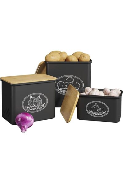 Lifewit Potato Onion and Garlic Storage Bin, Stackable Vegetable Storage Tins...