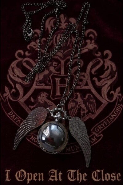 DÜKKAN DESİGN ANTRASİT HARRY POTTER SAATLİ STİTCH KOLYE