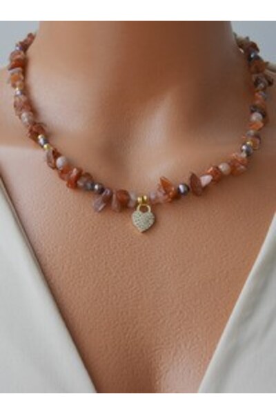 Stoneage Agate Jasper and Black Pearl Necklace - Multicolor -