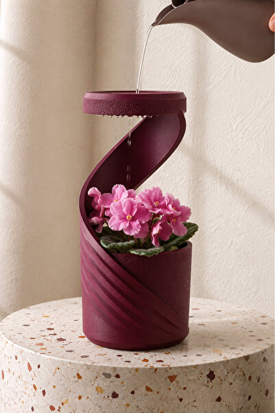 Objexia Üstten Damlatmalı Sulama Sistemli Spiral Saksı 28,5 cm Masaüstü Çiçek...