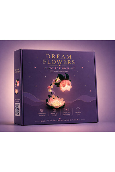 Dream Flowers Kendin Yap Şönil Çiçek Lamba Kiti LED Işıklı Çiçek Yapım Seti D...