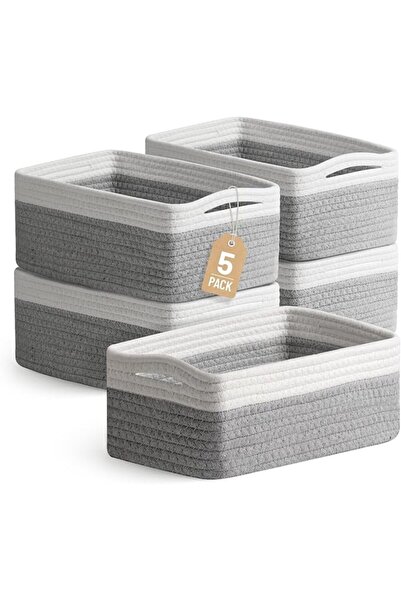 GENERAL 5 Pack Small Woven Storage Baskets for Shelves - Decorative Baskets f...